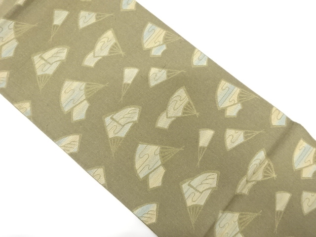 アンティーク　扇模様織り出し袋帯（着用可）